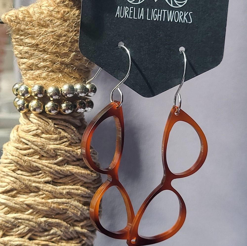 Cat eye frames laser cut dangle earrings
